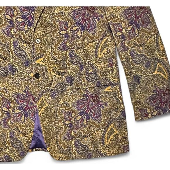 Alan Flusser XXL Corduroy Sport Coat Paisley Brown Purple Boho Y2K Vintage Party - Picture 6 of 11